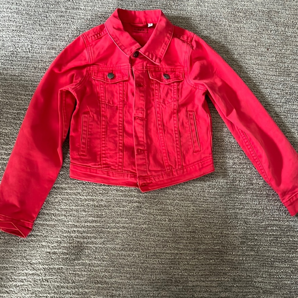 red jean jacket